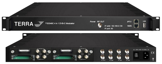 T3348CS 8xDVB-S/S2, 4xCI, мультиплексор, скремблер, 4xQAM-модулятор